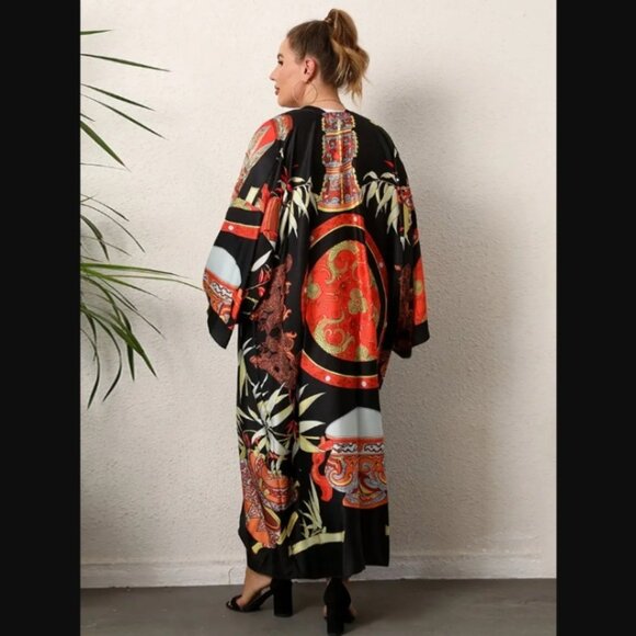 Kimono Style Robe Dress Long Boho Coverup NWT - Picture 3 of 4